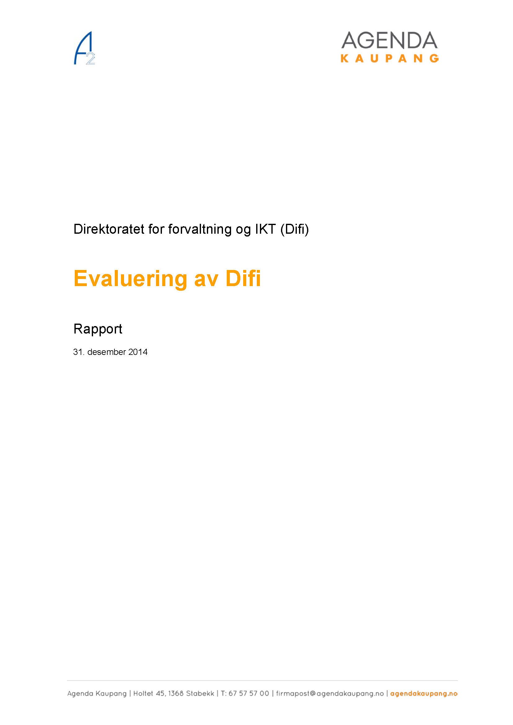 Evaluering av Direktoratet for forvaltning og IKT, Difi