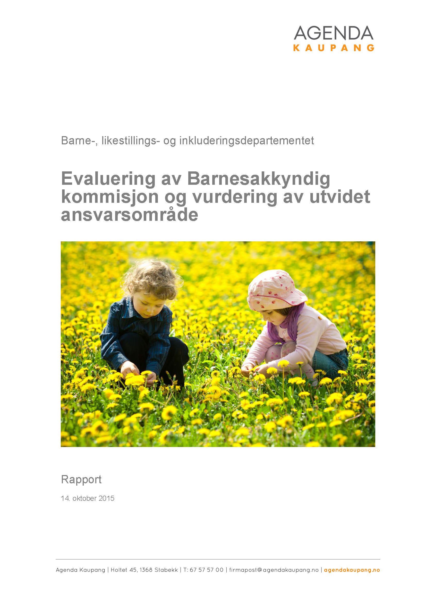 Evaluering av Barnesakkyndig kommisjon og vurdering av utvidet ansvarsområde