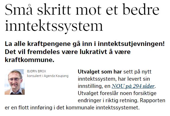 Små skritt mot et bedre inntektssystem